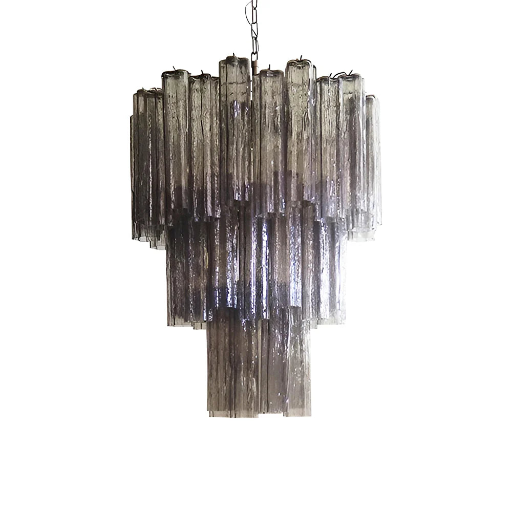 Elegant Smoke Murano Tube Chandelier