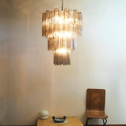 Elegant Smoke Murano Tube Chandelier