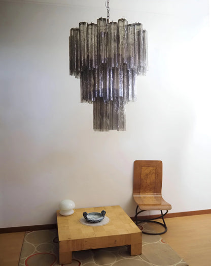 Elegant Smoke Murano Tube Chandelier