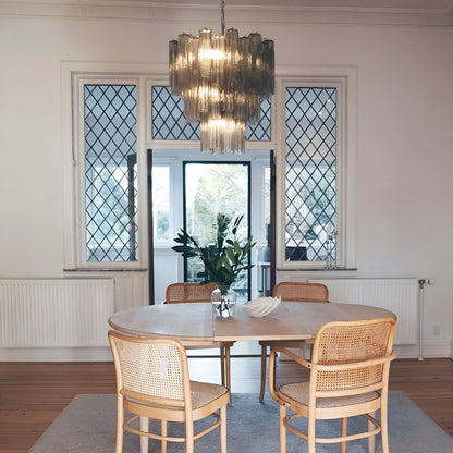 Elegant Smoke Murano Tube Chandelier