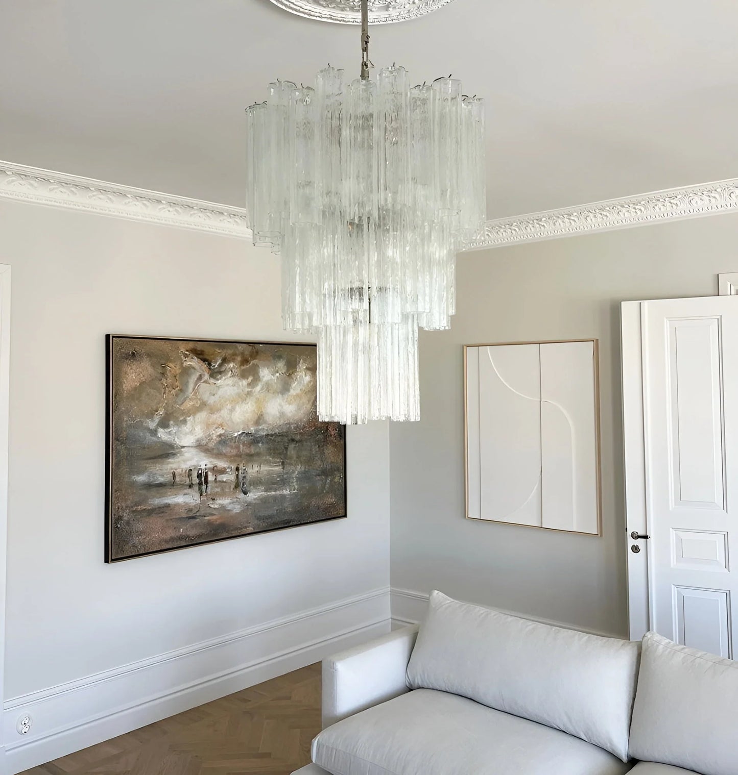 Vintage Murano Transparent Tubes Chandelier