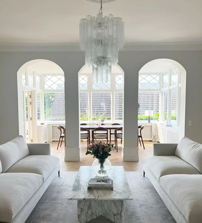 Elegant Transparent Murano Tube Chandelier