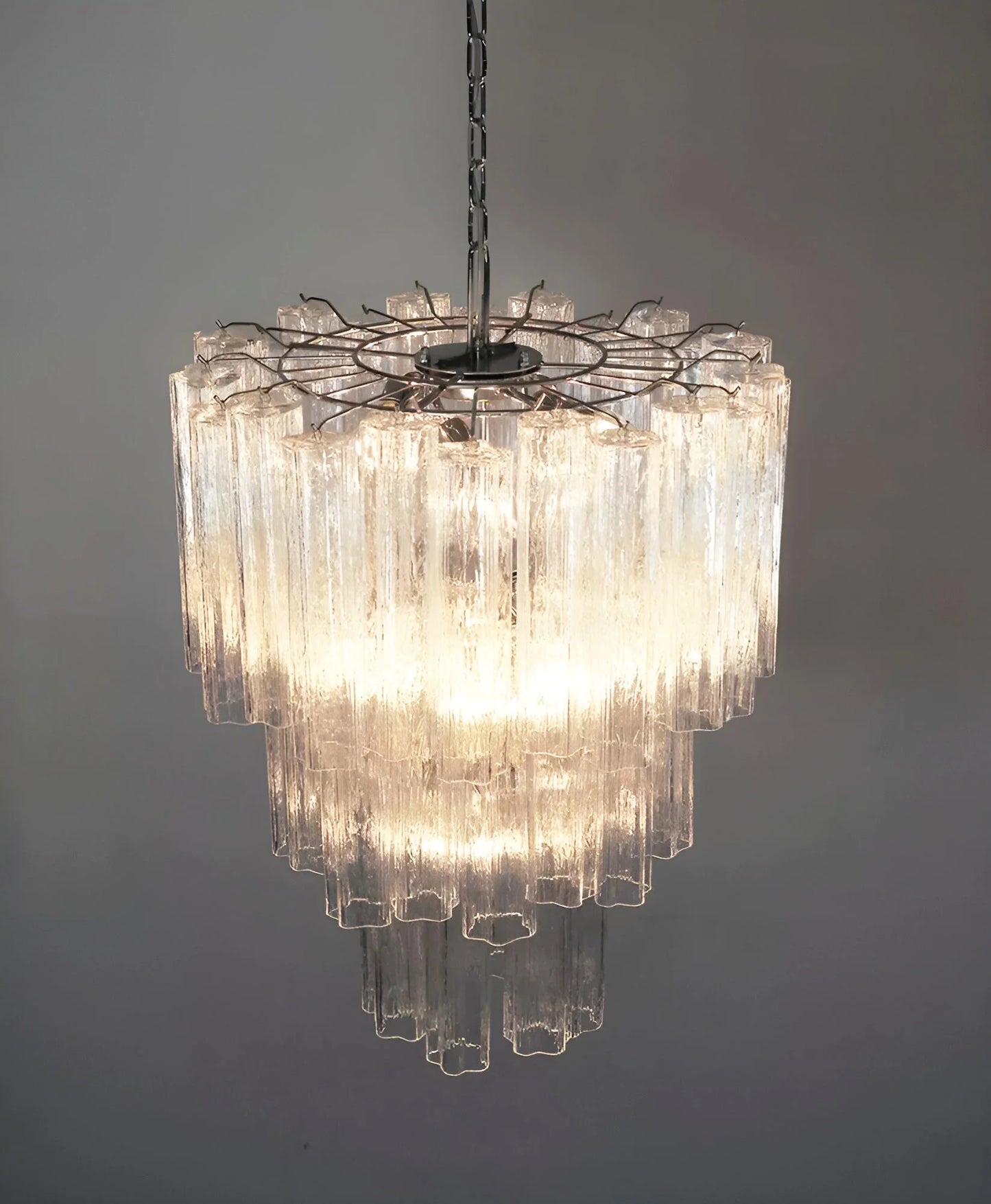 Elegant Transparent Murano Tube Chandelier