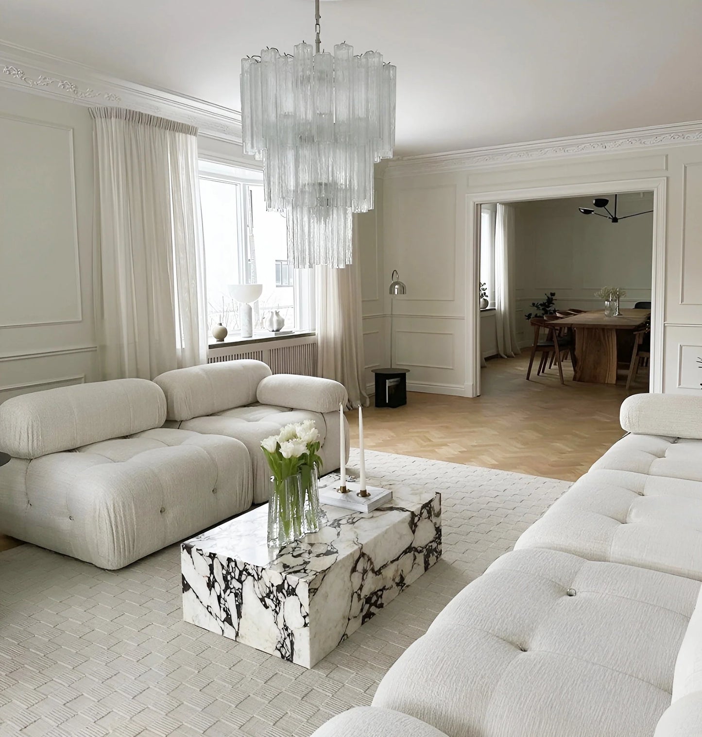 Vintage Murano Transparent Tubes Chandelier