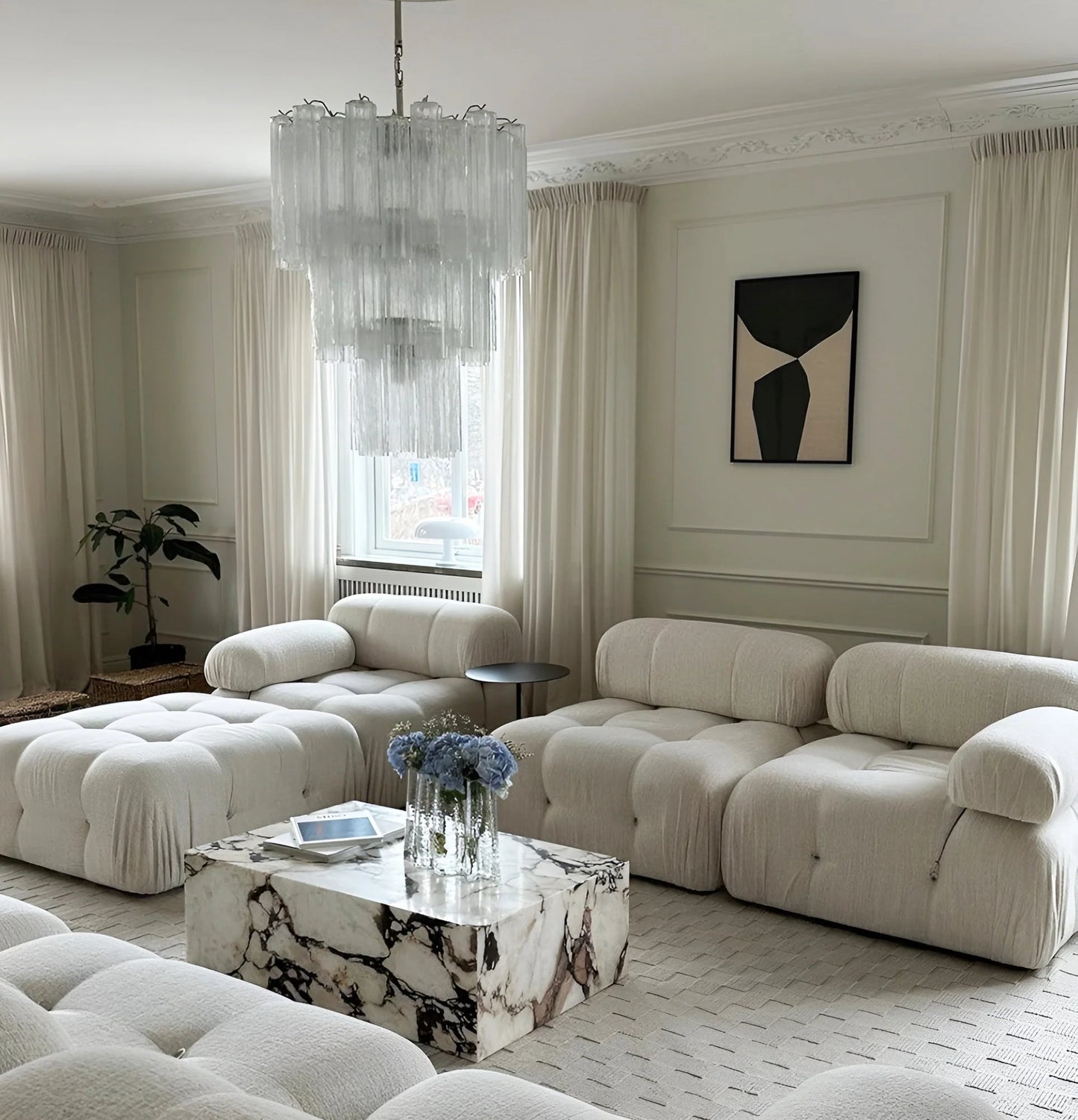 Elegant Transparent Murano Tube Chandelier