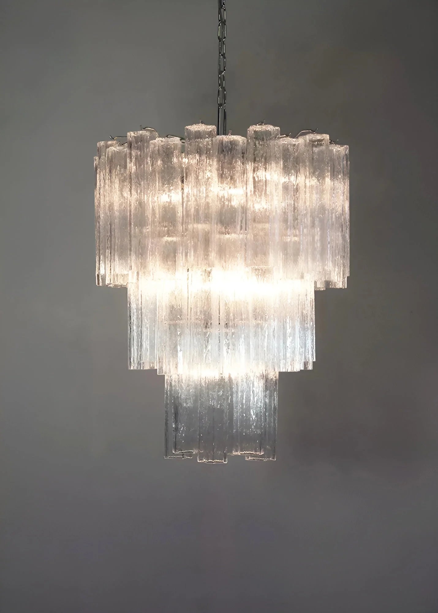 Vintage Murano Transparent Tubes Chandelier