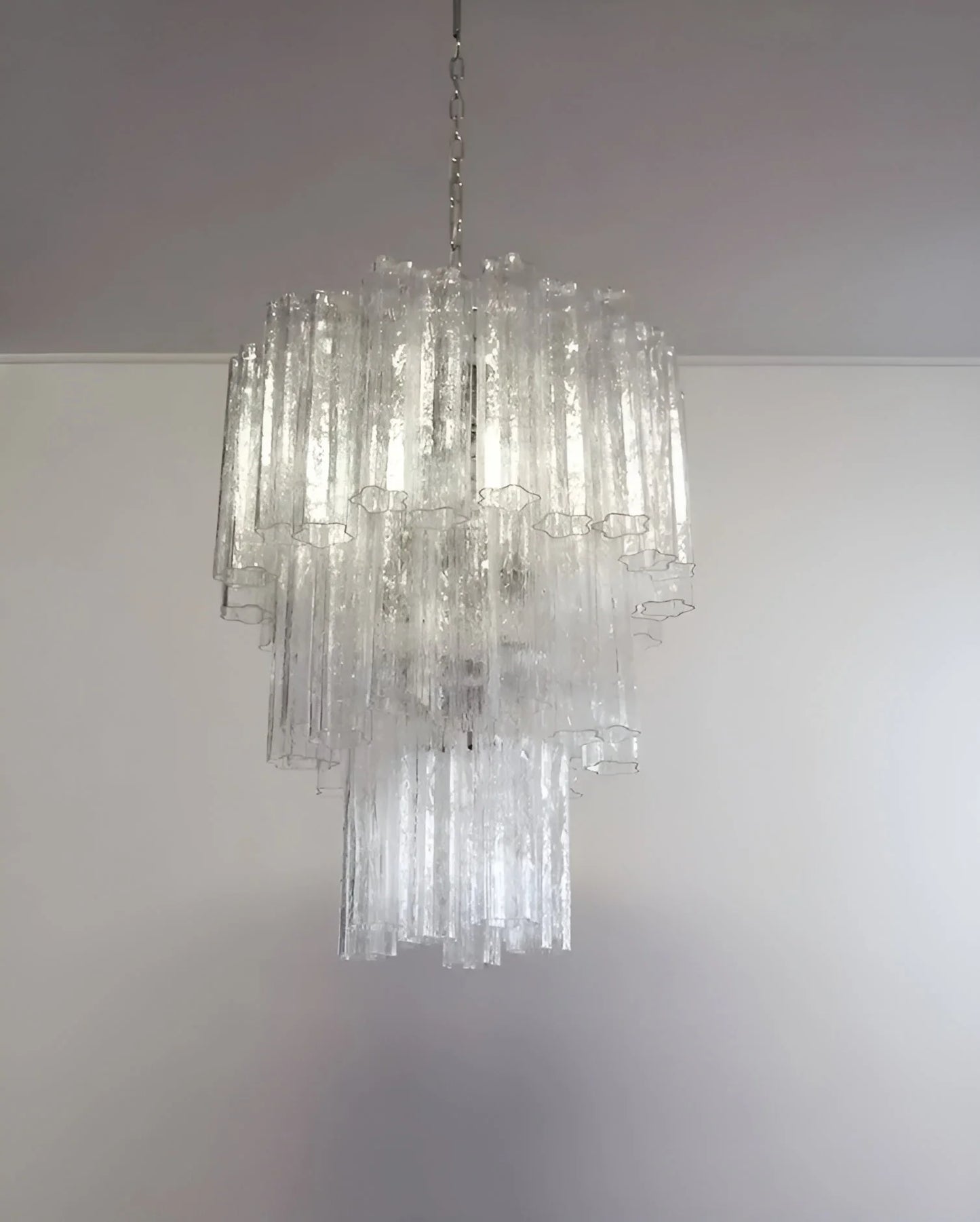 Vintage Murano Transparent Tubes Chandelier