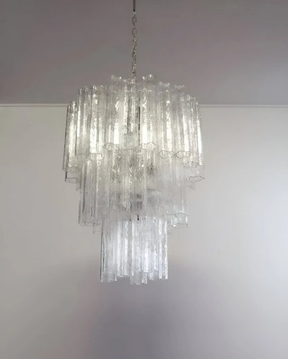 Vintage Murano Transparent Tubes Chandelier