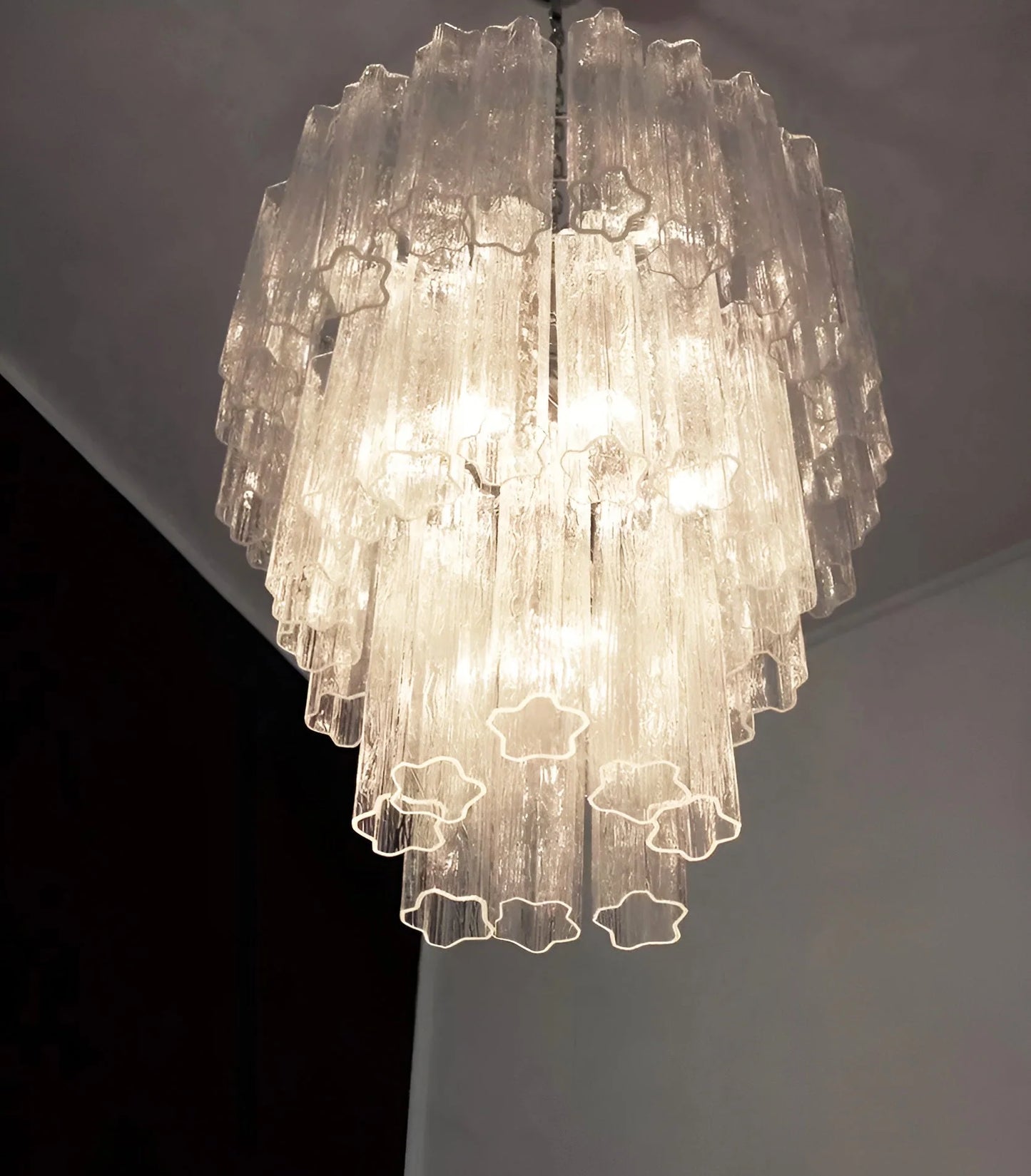 Vintage Murano Transparent Tubes Chandelier