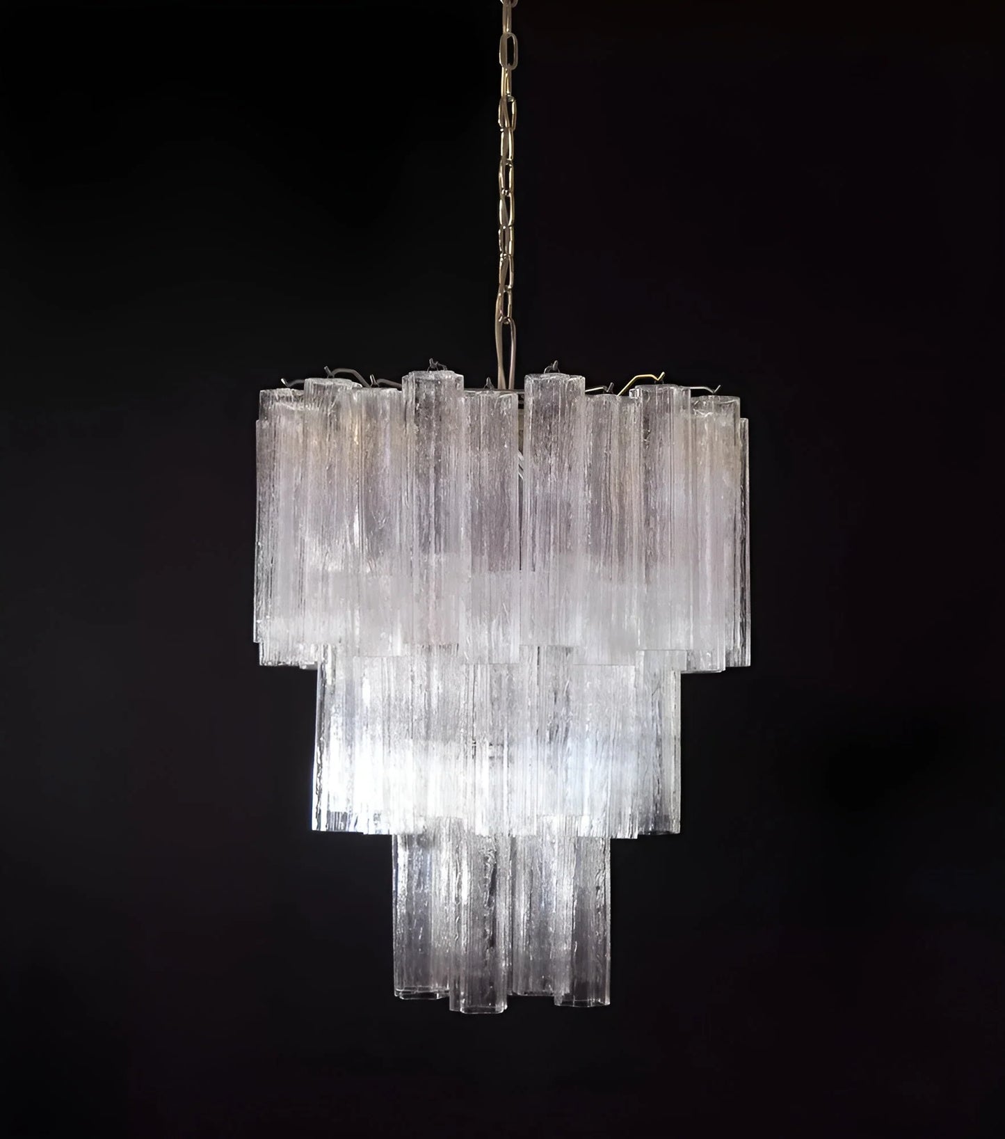 Vintage Murano Transparent Tubes Chandelier
