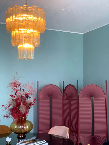 Elegant Yellow Murano Tube Chandelier