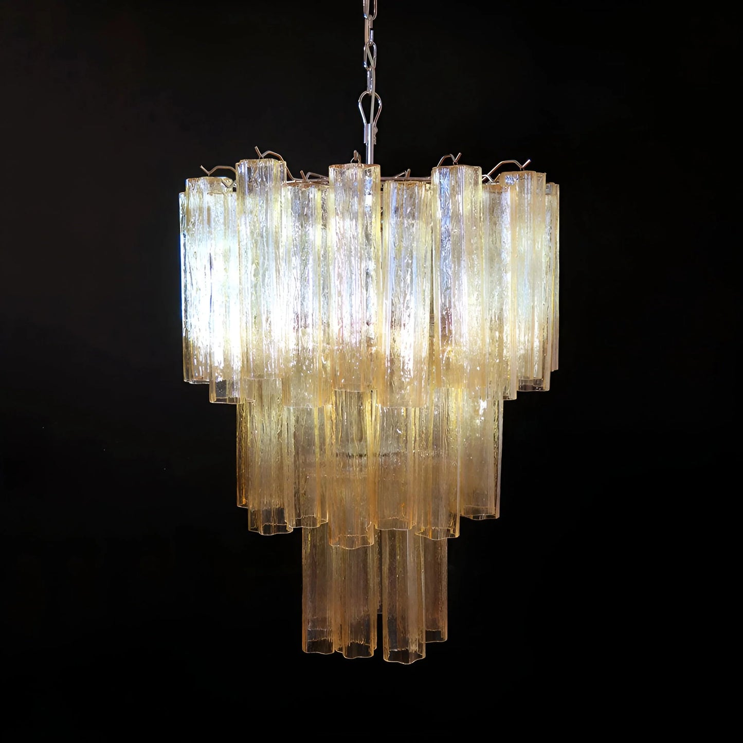 Elegant Yellow Murano Tube Chandelier