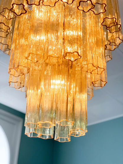 Elegant Yellow Murano Tube Chandelier
