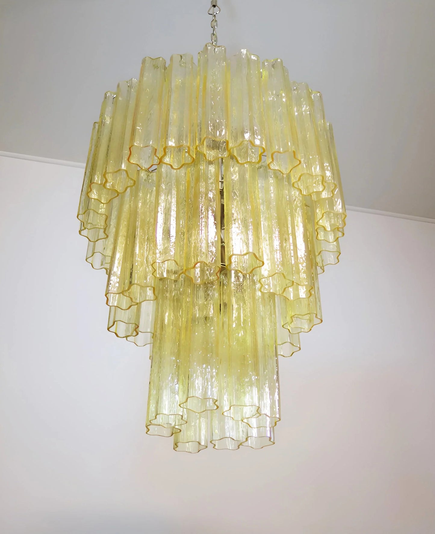 Elegant Yellow Murano Tube Chandelier