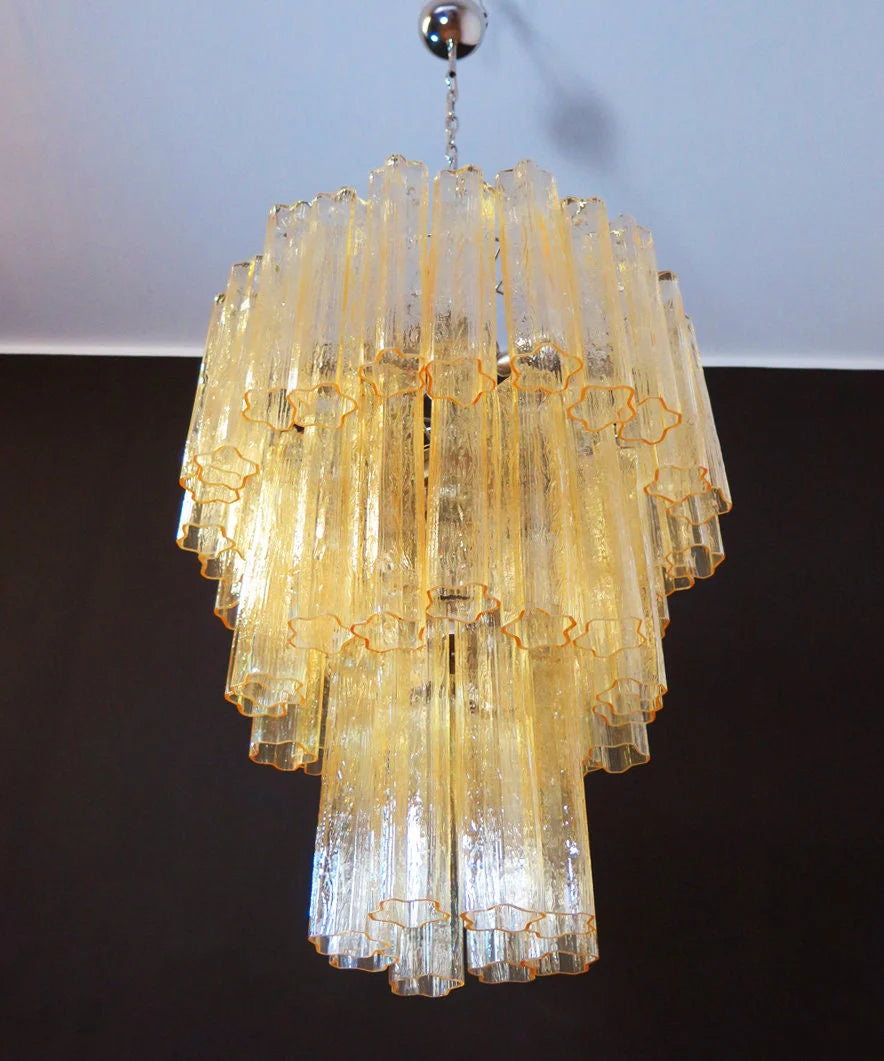 Elegant Yellow Murano Tube Chandelier