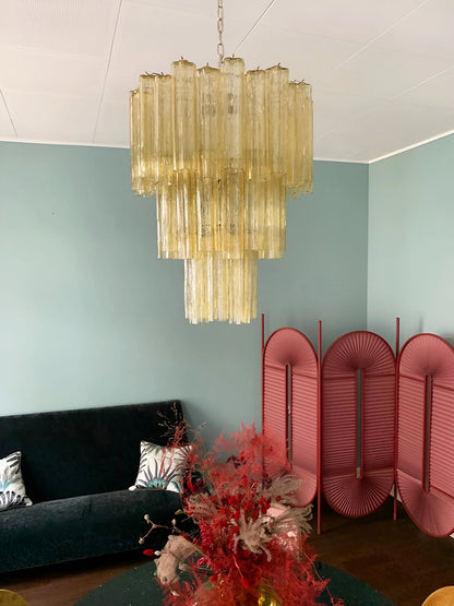 Elegant Yellow Murano Tube Chandelier
