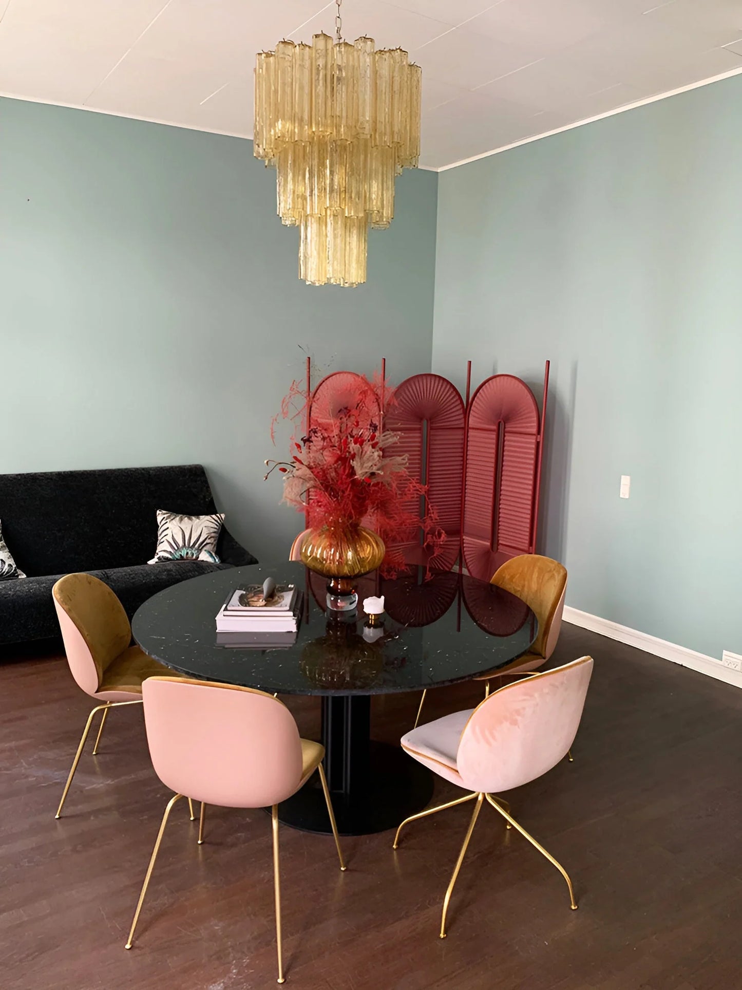 Elegant Yellow Murano Tube Chandelier