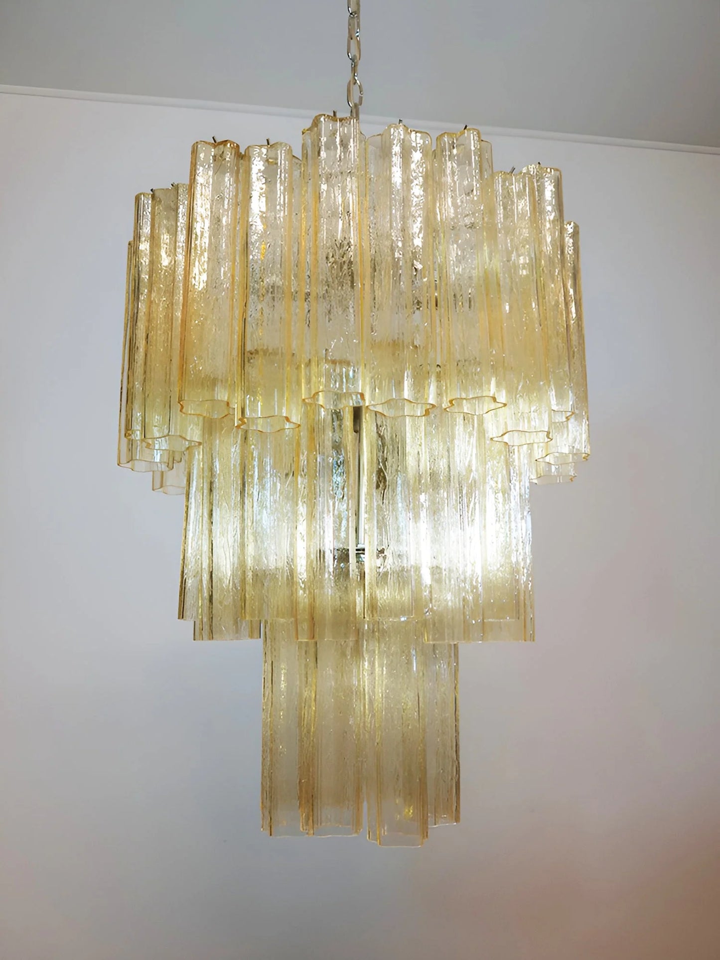 Elegant Yellow Murano Tube Chandelier