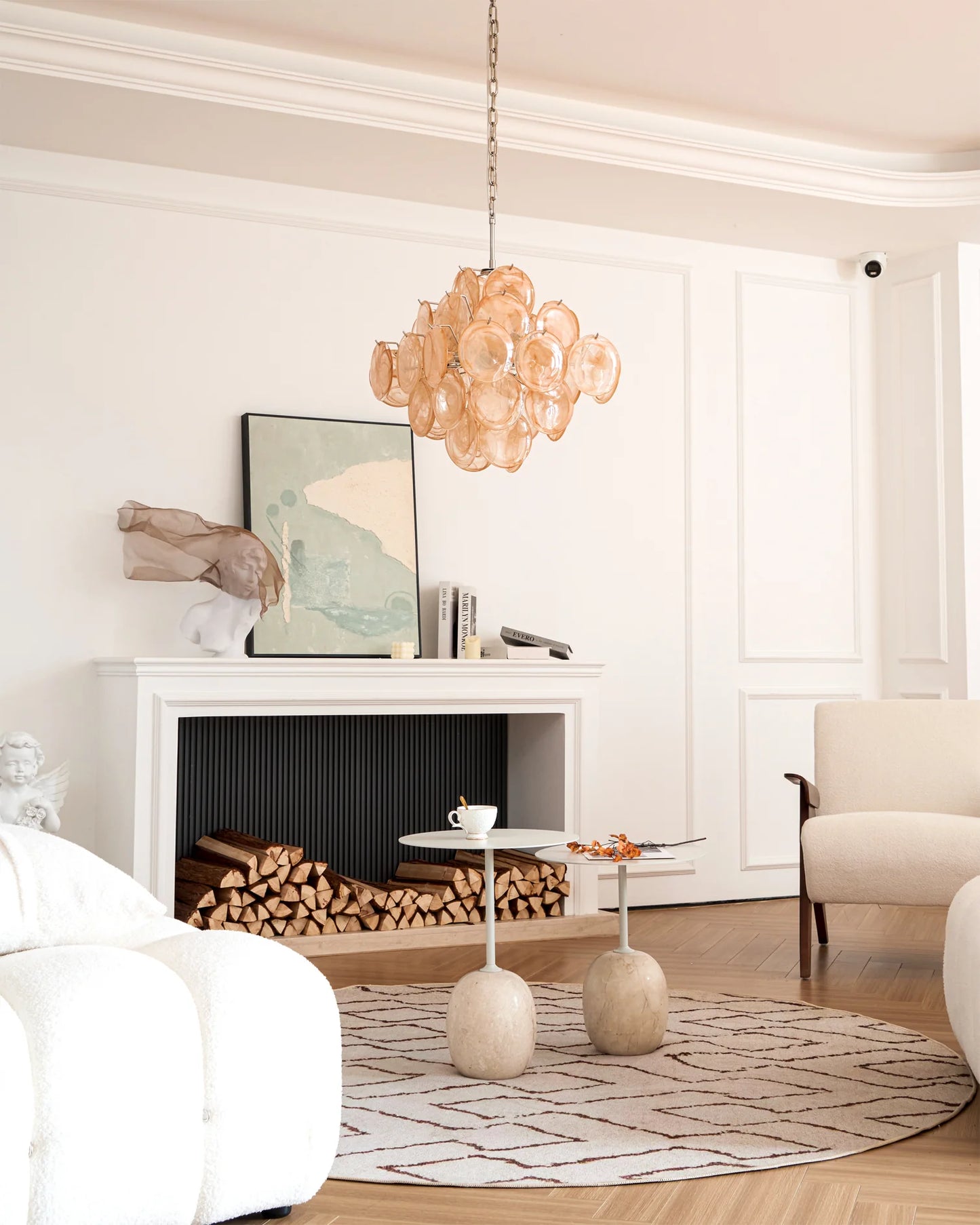 Ellie Yellow Disc Murano Chandelier