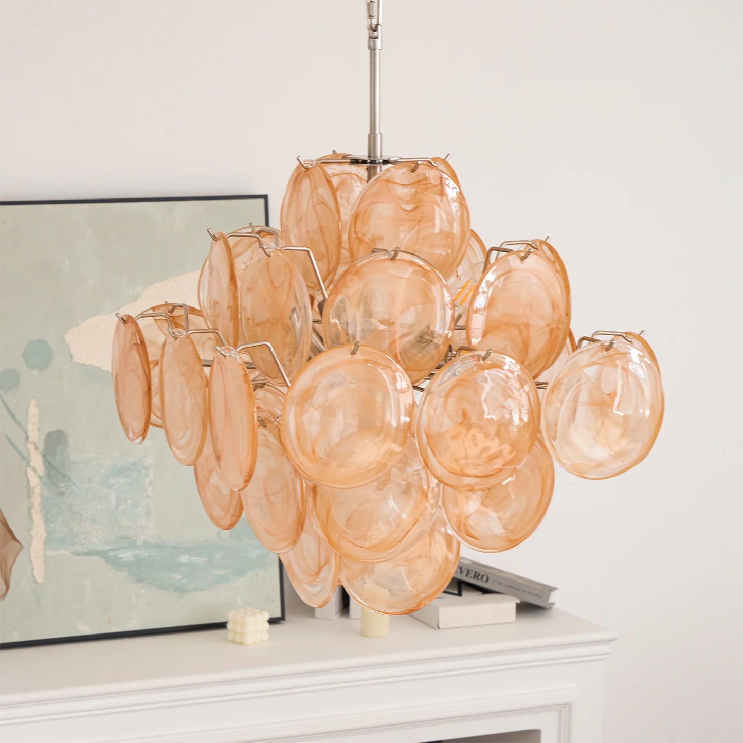 Ellie Yellow Disc Murano Chandelier