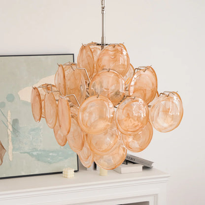 Ellie Yellow Disc Murano Chandelier
