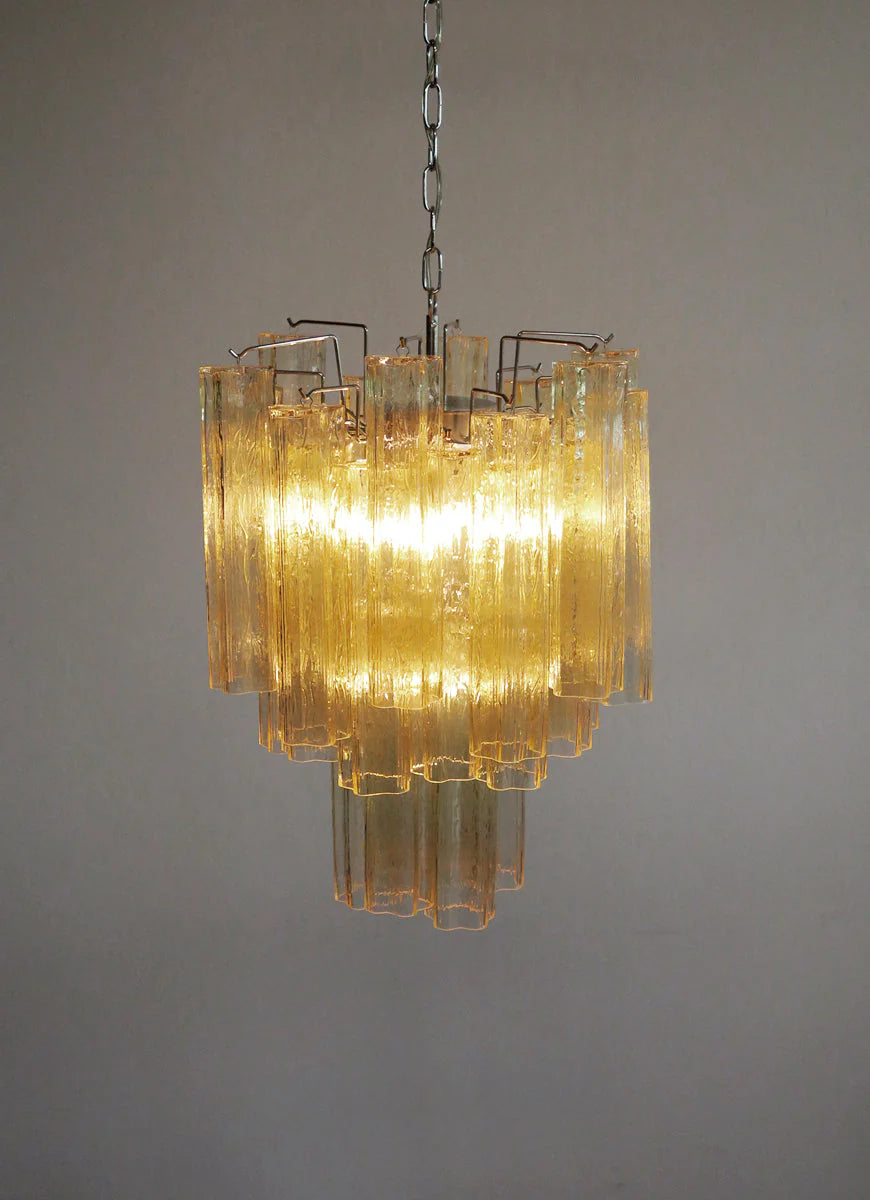 Fantastic Amber Murano Tube Chandelier