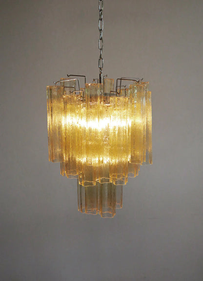 Fantastic Amber Murano Tube Chandelier