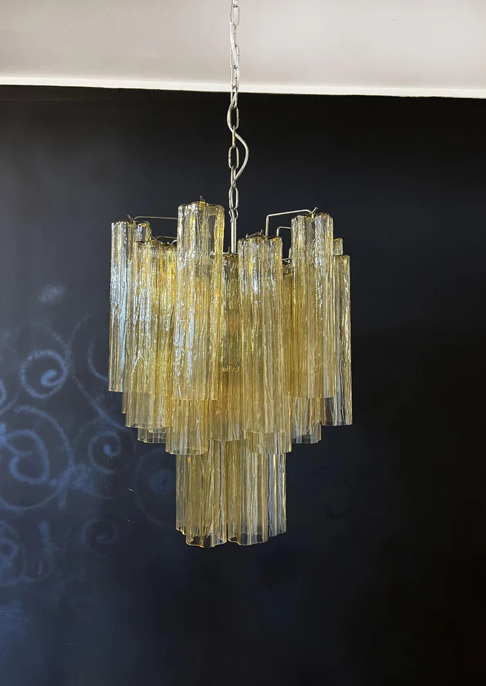 Fantastic Amber Murano Tube Chandelier