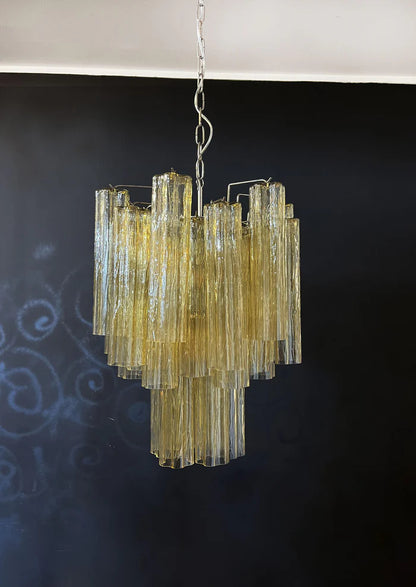 Fantastic Amber Murano Tube Chandelier