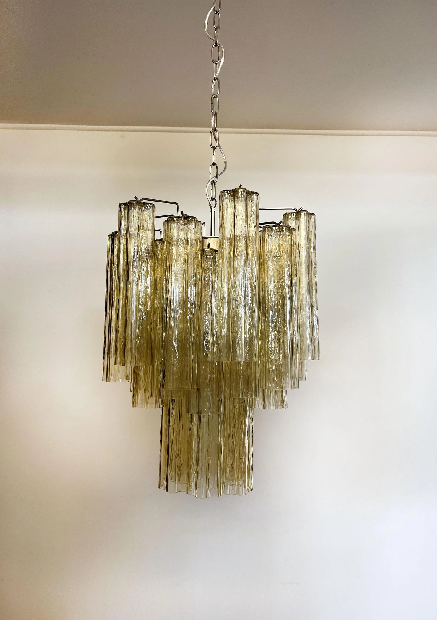 Fantastic Amber Murano Tube Chandelier