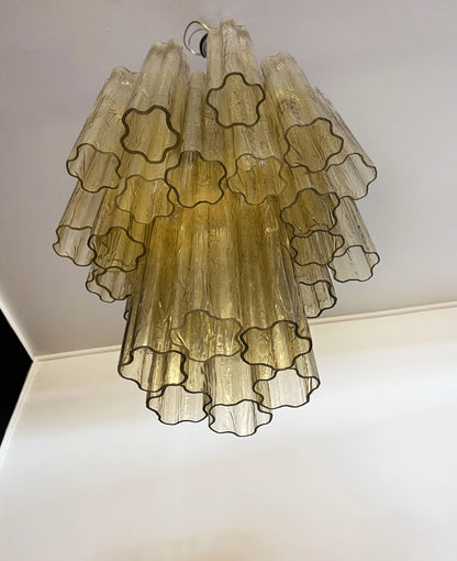 Fantastic Amber Murano Tube Chandelier