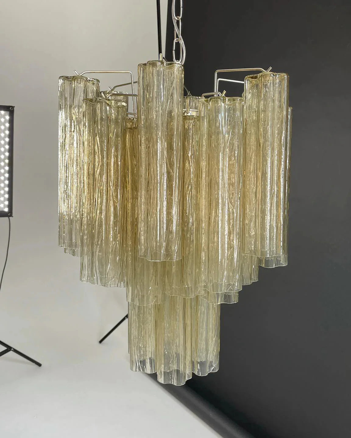 Fantastic Amber Murano Tube Chandelier