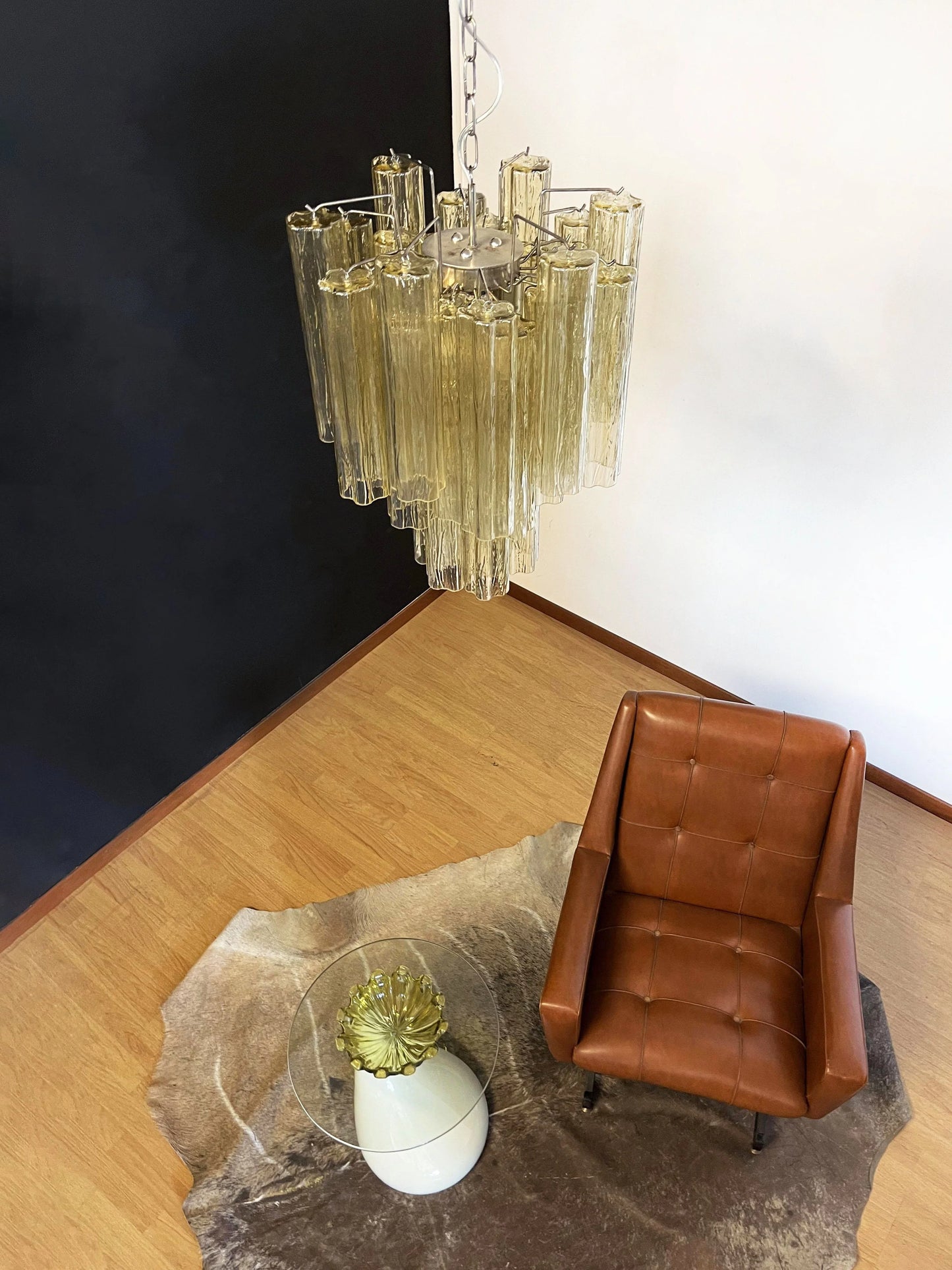 Fantastic Amber Murano Tube Chandelier