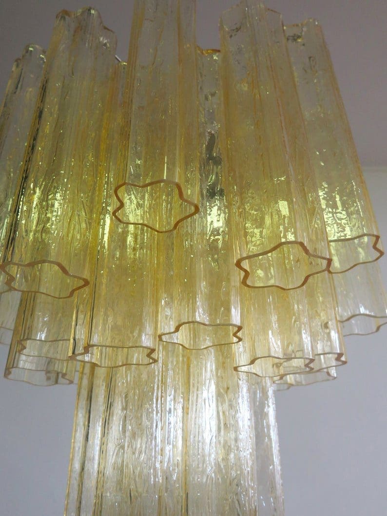 Fantastic Amber Murano Tube Chandelier