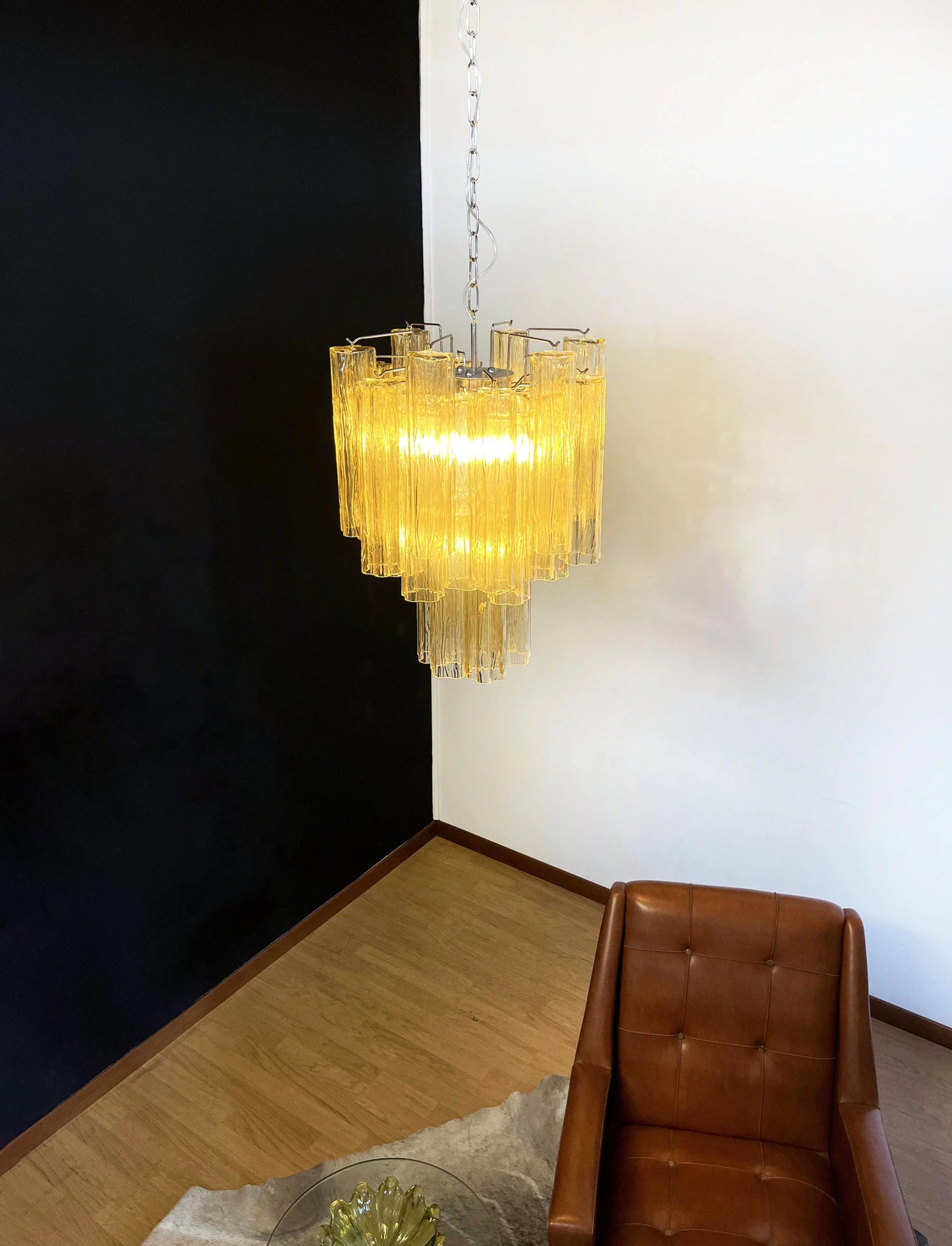 Fantastic Amber Murano Tube Chandelier