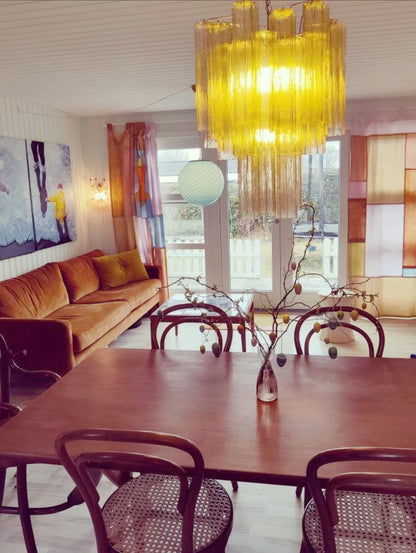 Fantastic Amber Murano Tube Chandelier