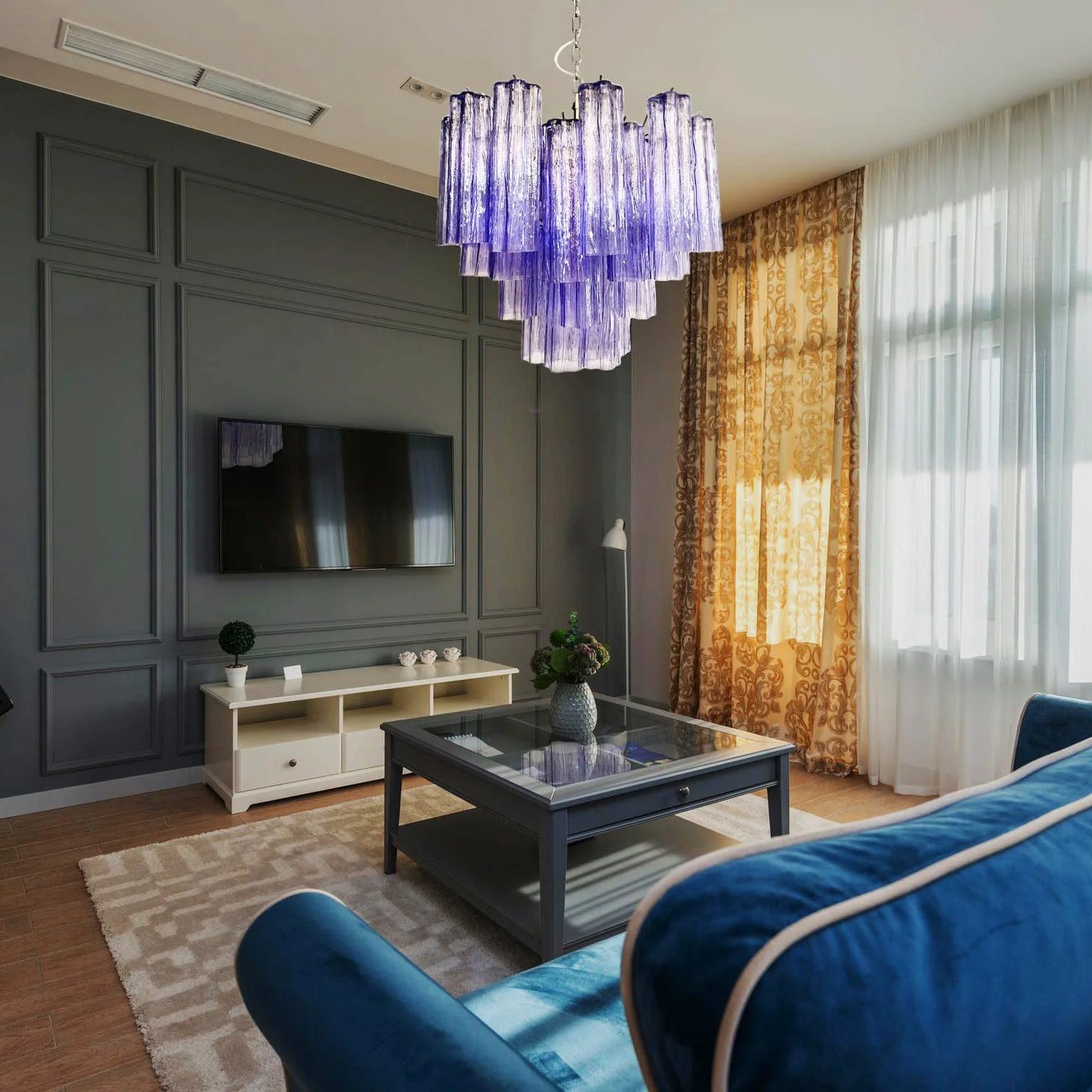 Fantastic Murano Amethyst Tubes Chandelier