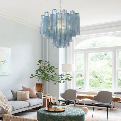 Fantastic Murano Blue Tubes Chandelier
