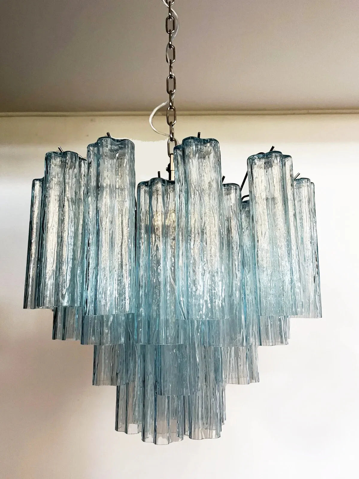 Fantastic Murano Blue Tubes Chandelier