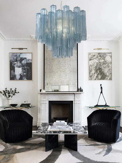 Fantastic Murano Blue Tubes Chandelier