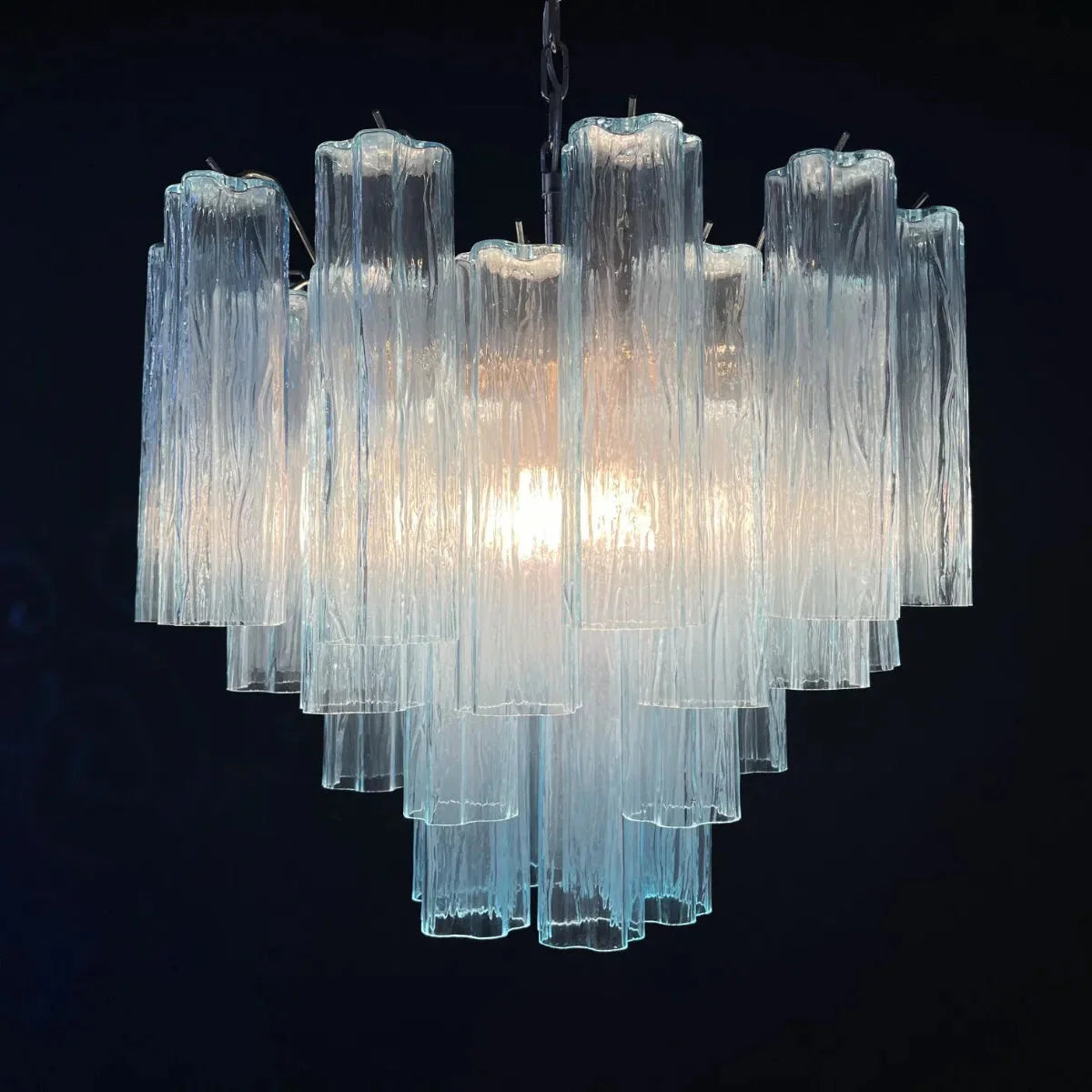 Fantastic Murano Blue Tubes Chandelier
