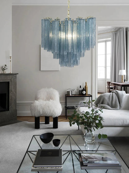Fantastic Murano Blue Tubes Chandelier