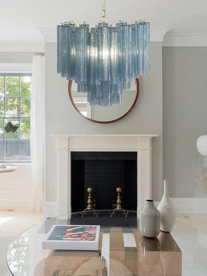 Fantastic Murano Blue Tubes Chandelier