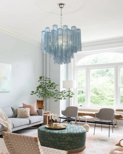 Fantastic Murano Blue Tubes Chandelier