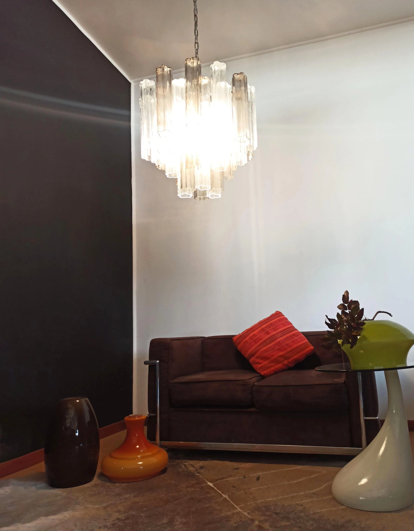 Fantastic Murano Smoked Glass Tubes Chandelier