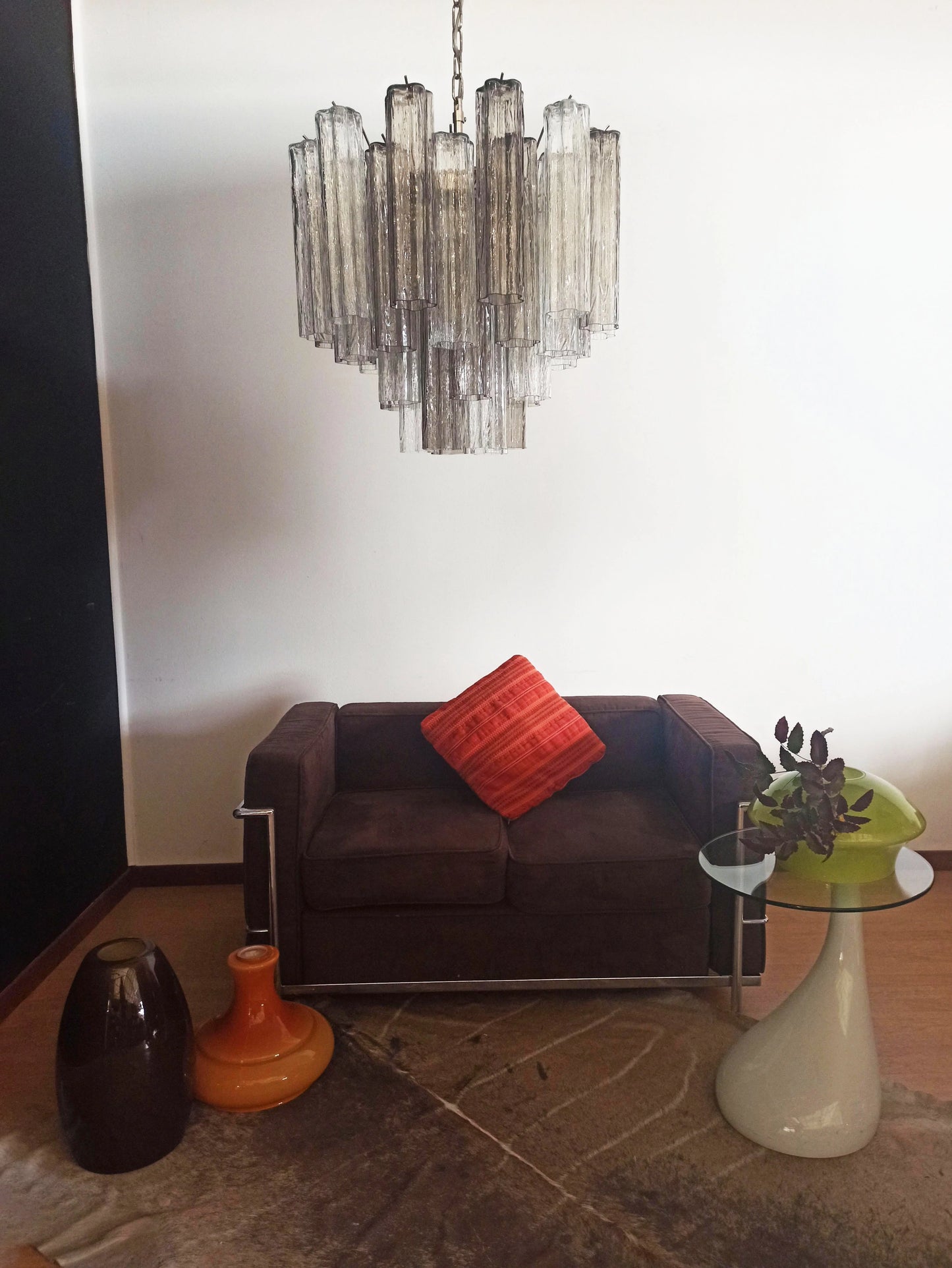 Fantastic Murano Smoked Glass Tubes Chandelier