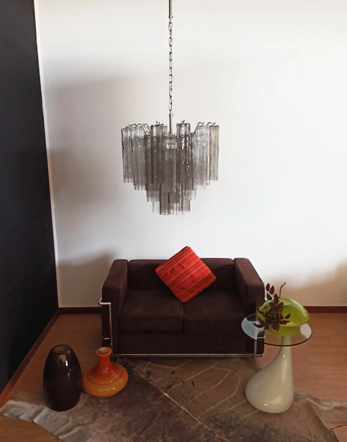 Fantastic Murano Smoked Glass Tubes Chandelier