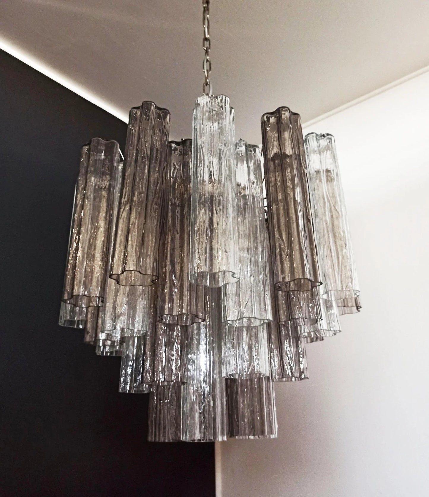 Fantastic Murano Smoked Glass Tubes Chandelier