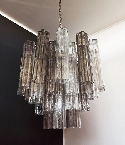 Fantastic Murano Smoked Glass Tubes Chandelier