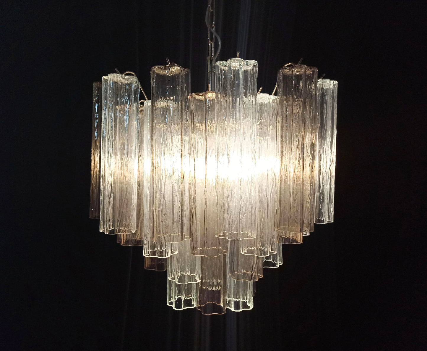Fantastic Murano Smoked Glass Tubes Chandelier